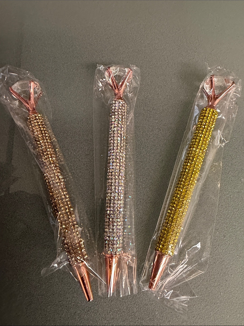 3 Rhinestone Crystal Dotting Pens - Gold, Rose Gold & Silver with refillable ink